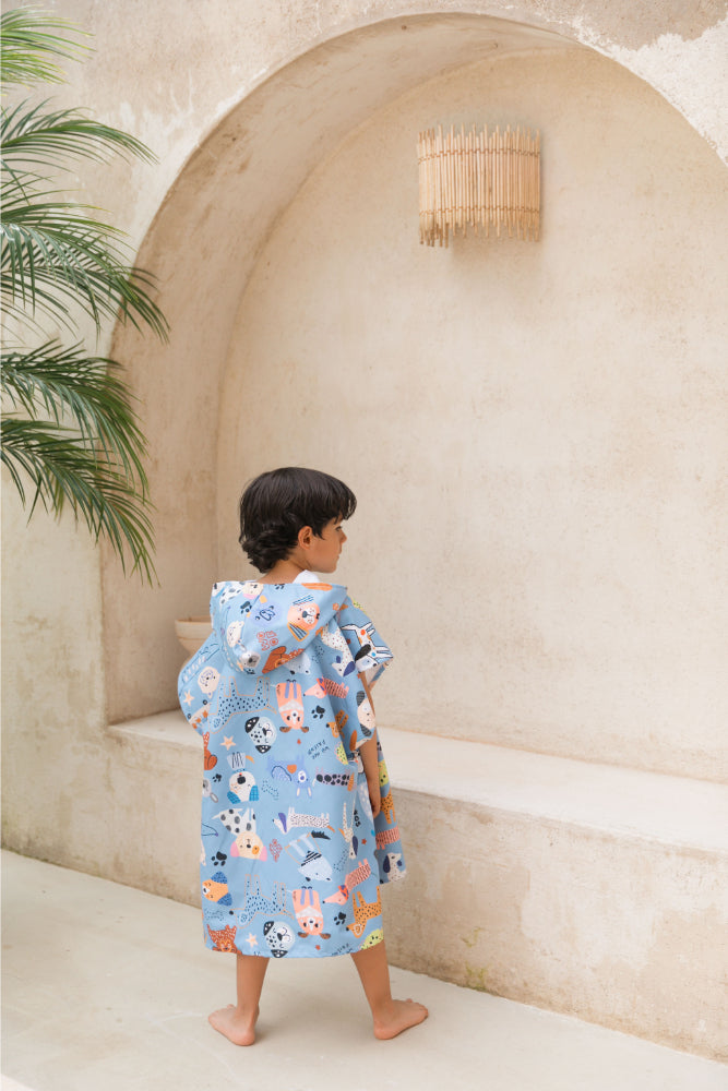 MANTTA PONCHO TOALLA DE MICROFIBRA PERRITOS