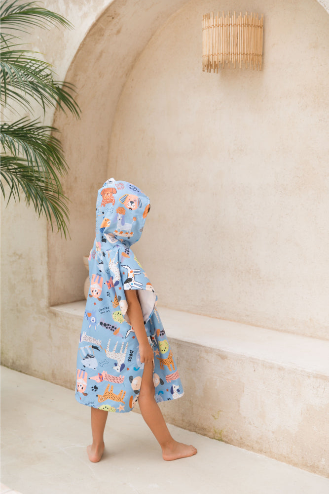 MANTTA PONCHO TOALLA DE MICROFIBRA PERRITOS