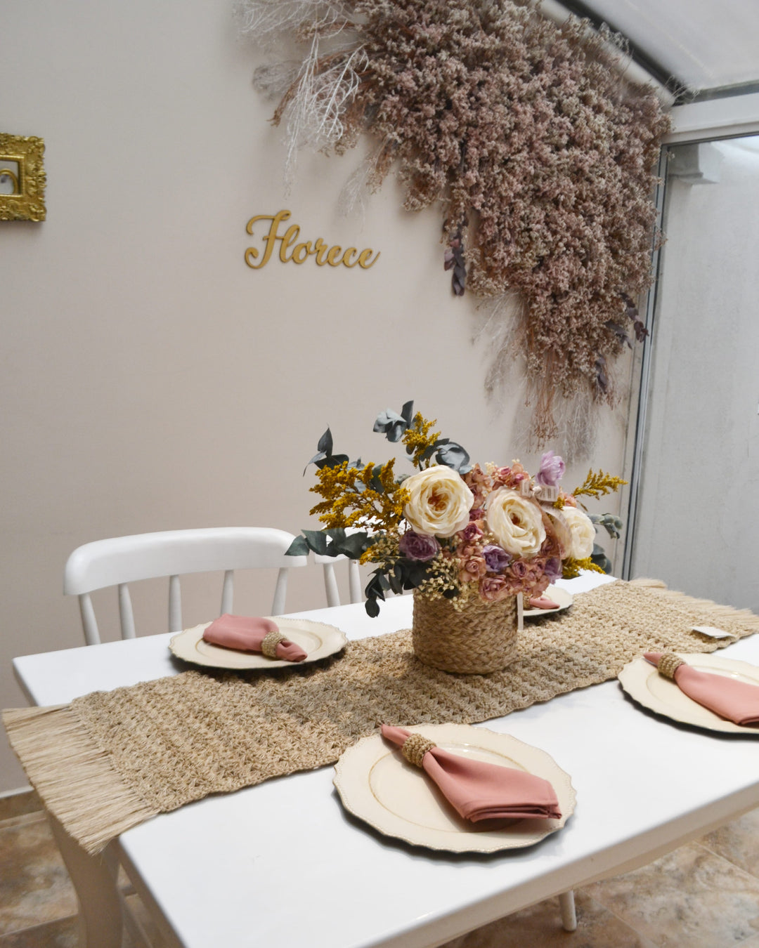 NATIVA DISEÑO  CAMINO DE MESA TEJIDO ESTRELLA