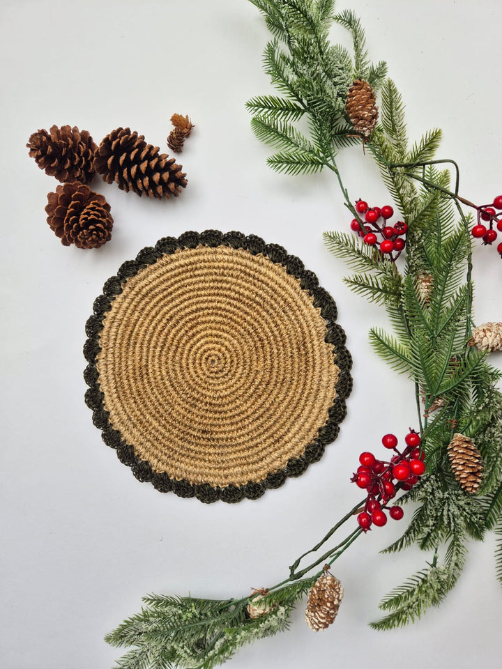 NATIVA DISEÑO SET INDIVIDUALES ABANICO X6 BORDE EN COLOR