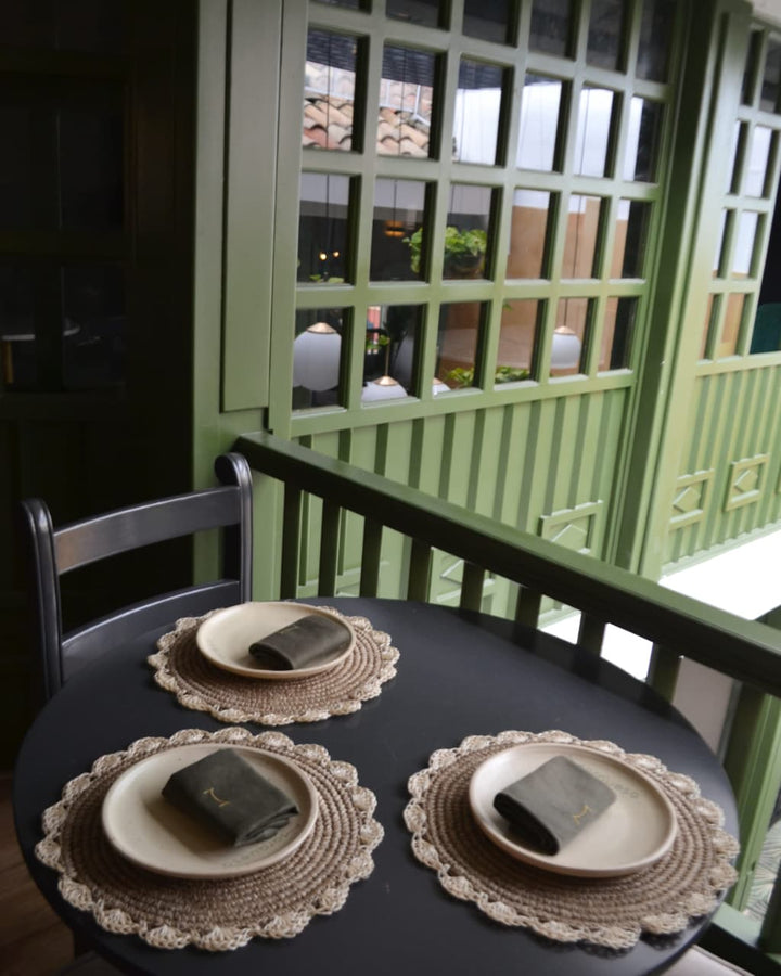 NATIVA DISEÑO SET INDIVIDUALES ABANICO X6 BORDE EN COLOR