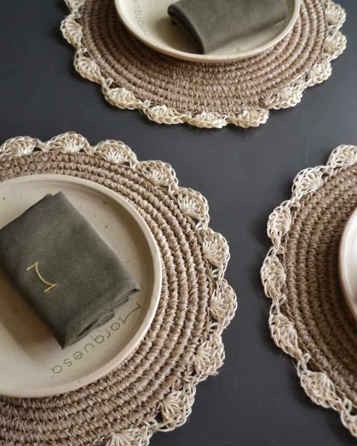 NATIVA DISEÑO SET INDIVIDUALES ABANICO X6 BORDE EN COLOR