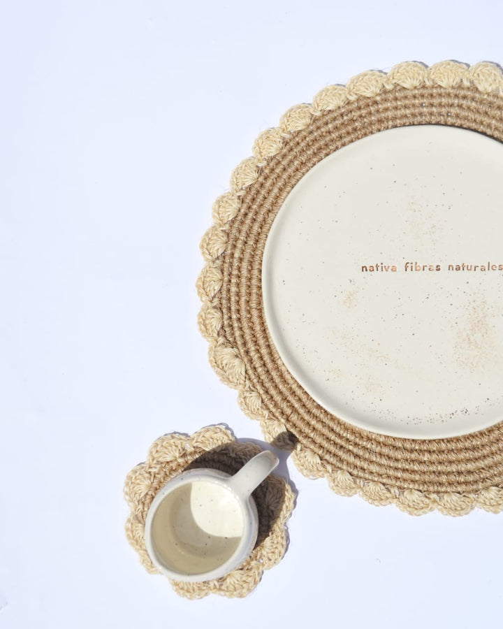 NATIVA DISEÑO SET INDIVIDUALES ABANICO X6 BORDE EN COLOR