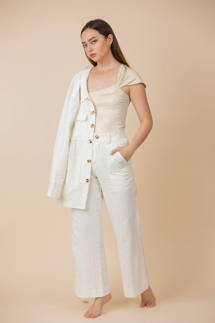 ULLA ULLA COTTON LINEN PANTALÓN BLANCO