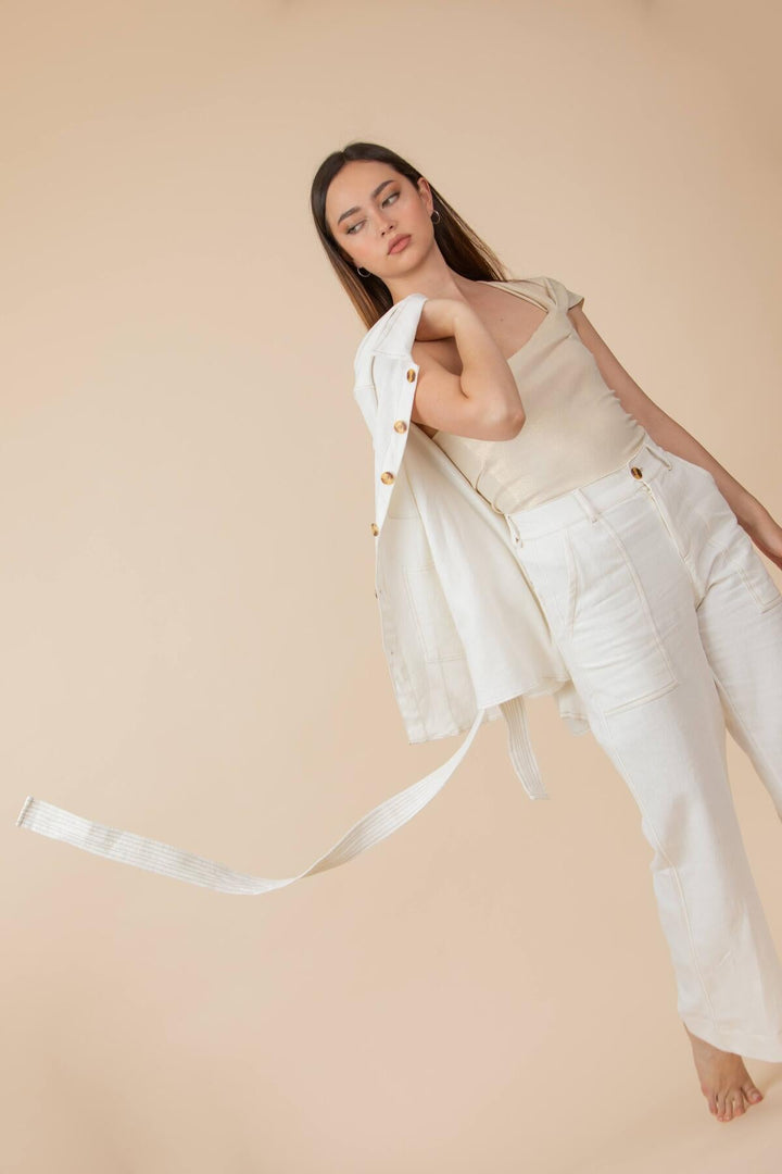 ULLA ULLA COTTON LINEN PANTALÓN BLANCO
