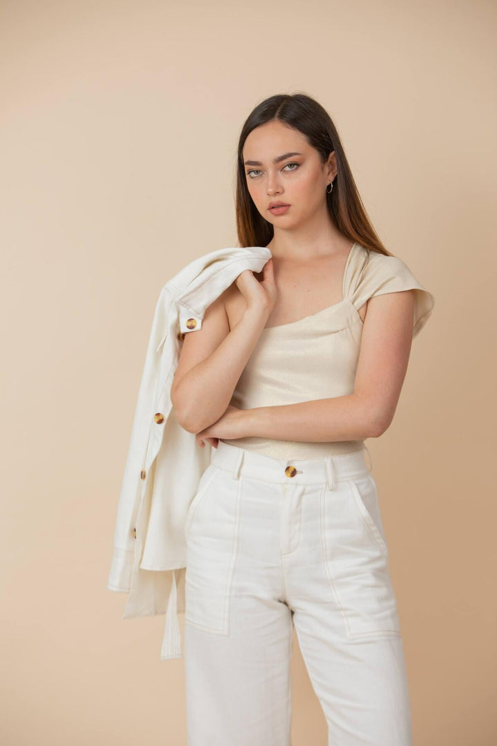 ULLA ULLA COTTON LINEN PANTALÓN BLANCO