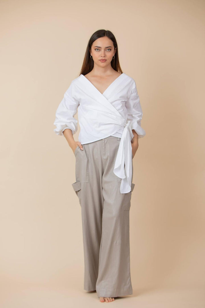 ULLA ULLA PANTALON CARGO LINO SILVER