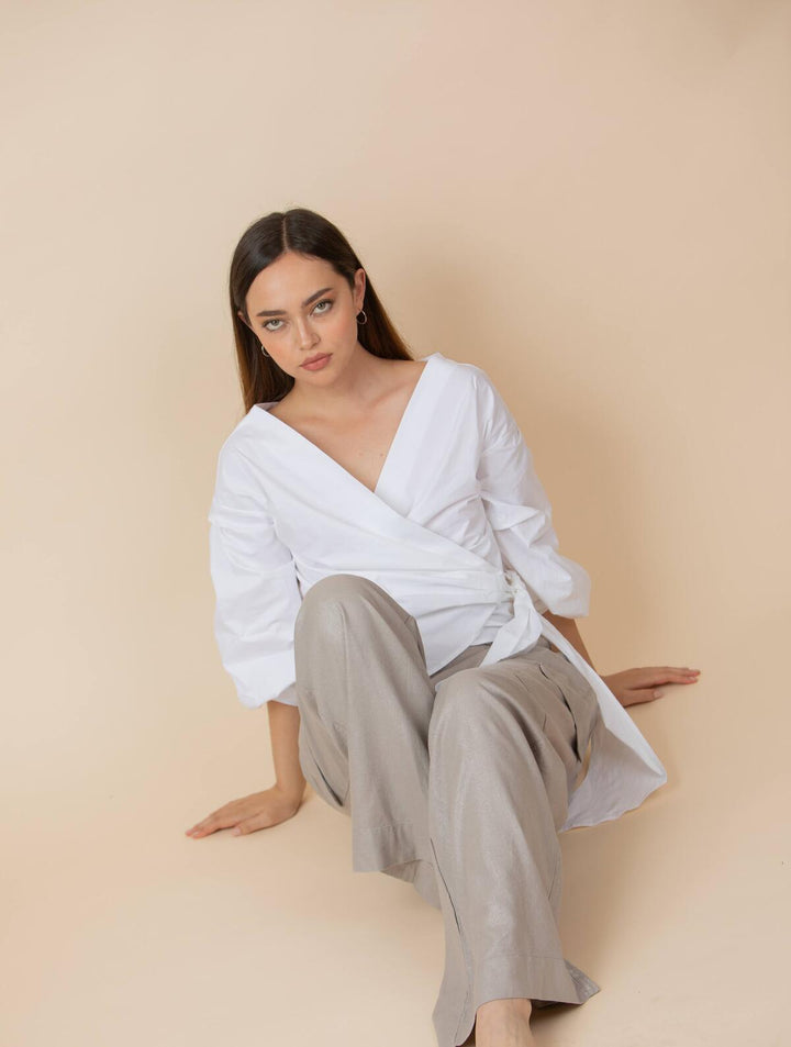 ULLA ULLA PANTALON CARGO LINO SILVER