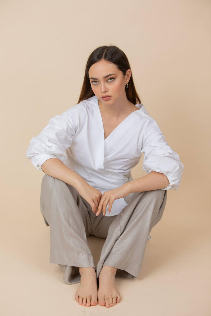 ULLA ULLA PANTALON CARGO LINO SILVER