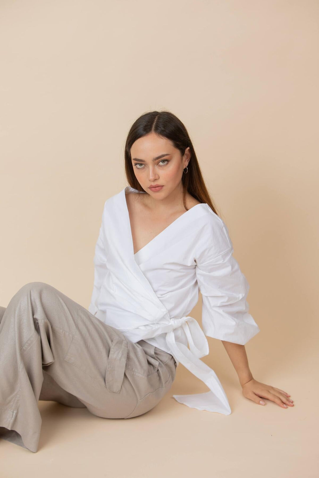 ULLA ULLA PANTALON CARGO LINO SILVER