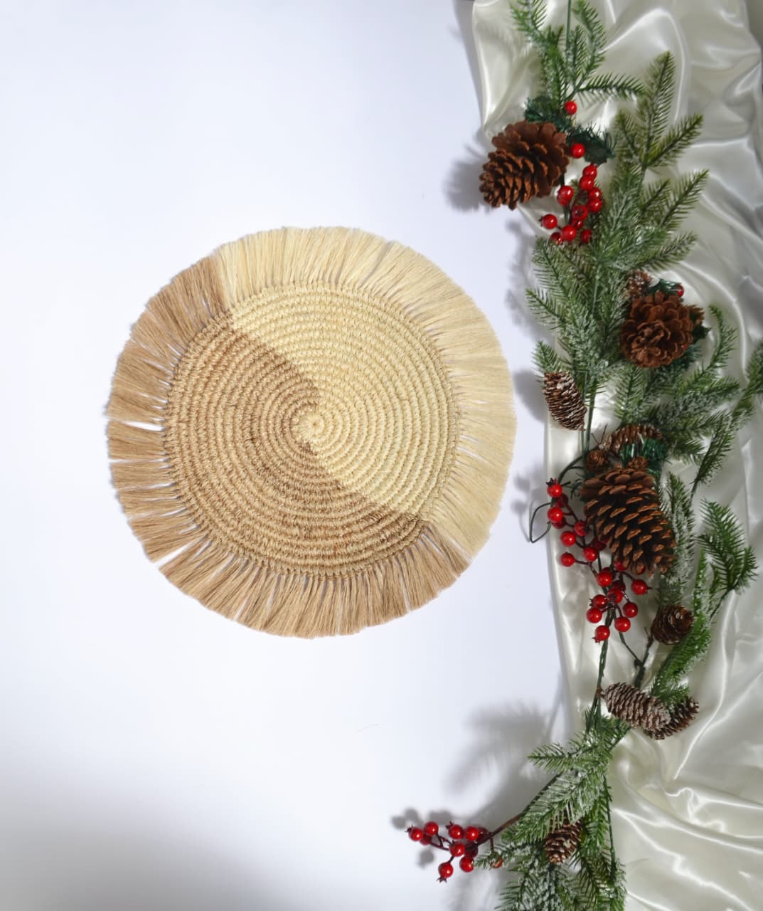 NATIVA DISEÑO SET INDIVIDUALES FLECOS X6 CON PORTAVASOS