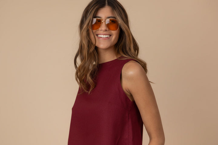 AURA THE LABEL NOA TOP BURGUNDY