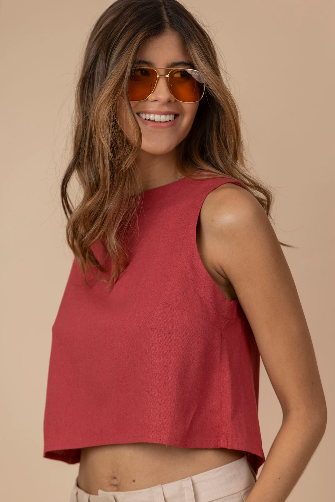 AURA THE LABEL NOA TOP BURGUNDY