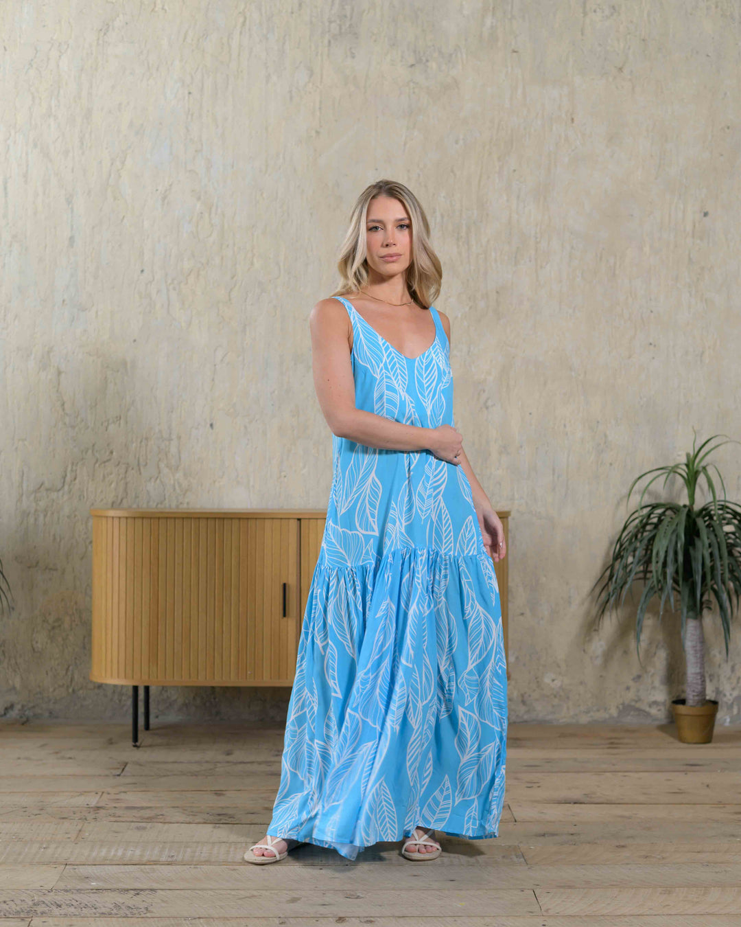 NITTA BONITA VESTIDO MARCIA HOJAS BLUE