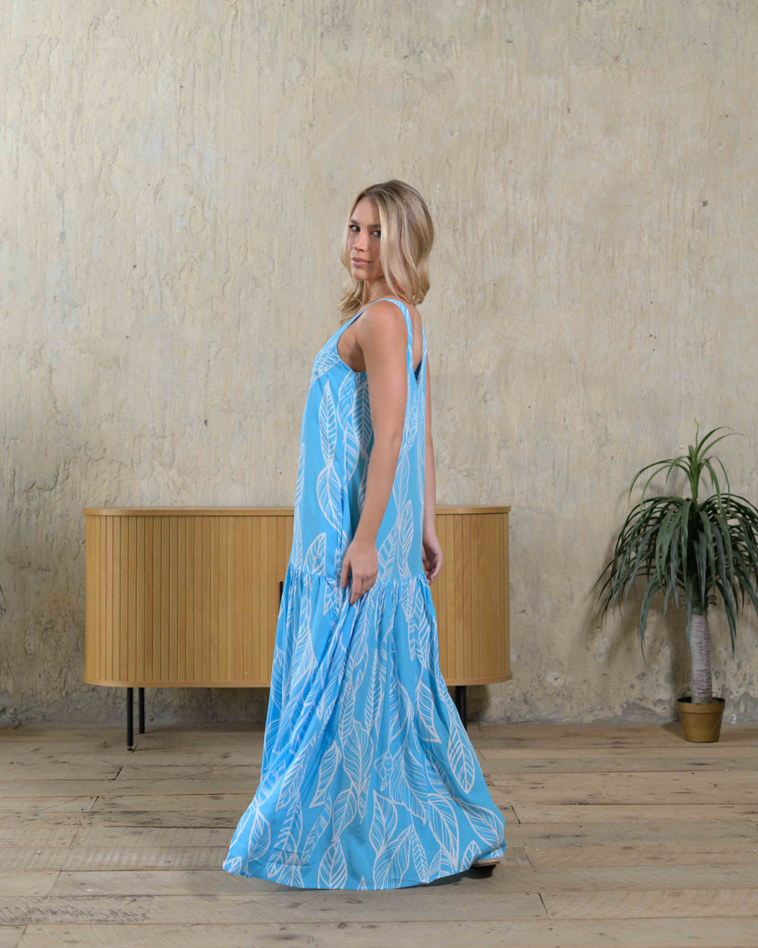 NITTA BONITA VESTIDO MARCIA HOJAS BLUE