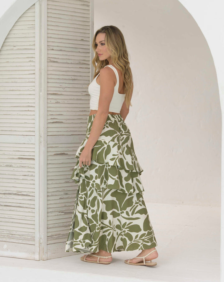 FALDA KAREN FLORES VERDE