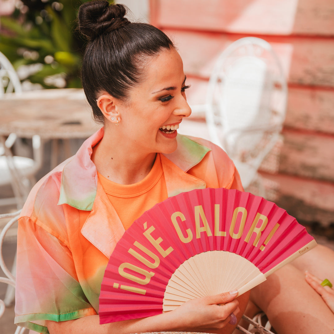 18 RAZONES ABANICO QUÉ CALOR ROSA Y AMARILLO