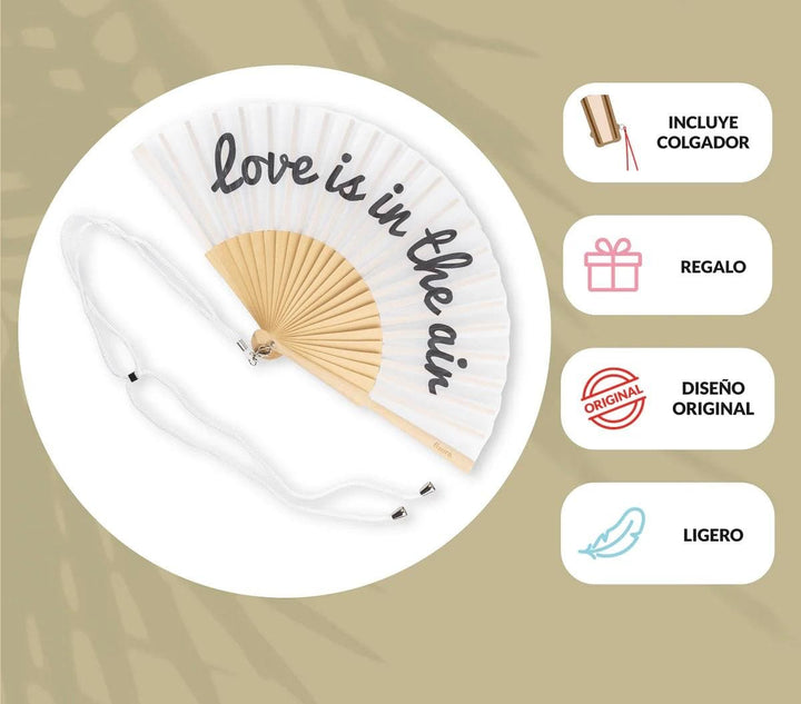 18 RAZONES  ABANICO LOVE IS IN THE AIR BLANCO Y NEGRO
