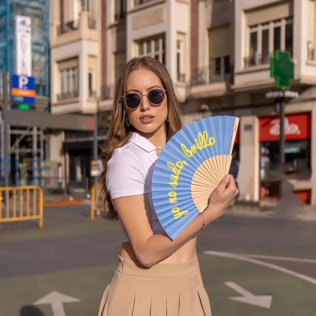 18 RAZONES ABANICO YO NO SUDO BRILLO AZUL - BRILLA EN LA OSCURIDAD