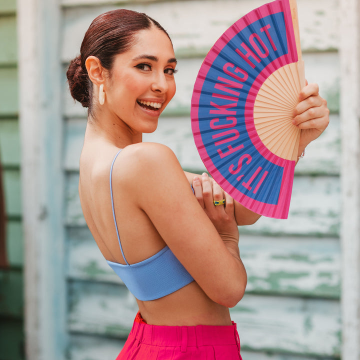 18 RAZONES  ABANICO FUCKING HOT ROSADO Y AZUL