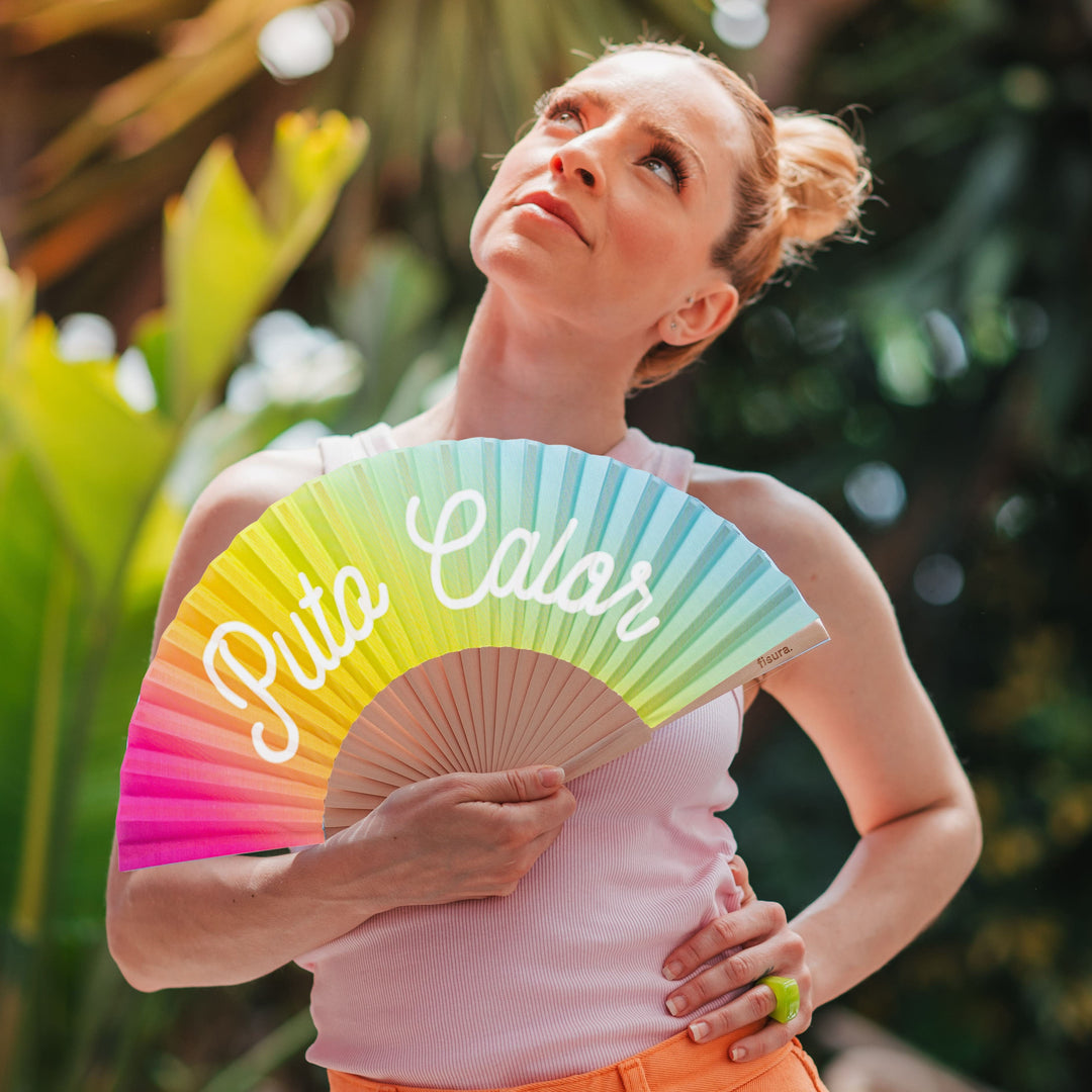 18 RAZONES  ABANICO PUTO CALOR ARCOIRIS  BRILLA EN LA OSCURIDAD