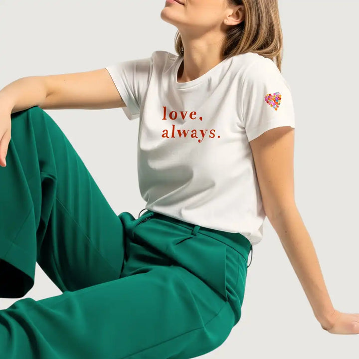 Camiseta basica ivory love, always rojo