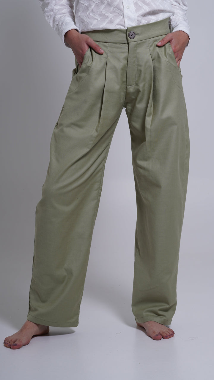 AURA THE LABEL LOLA BARREL PANTS GREEN