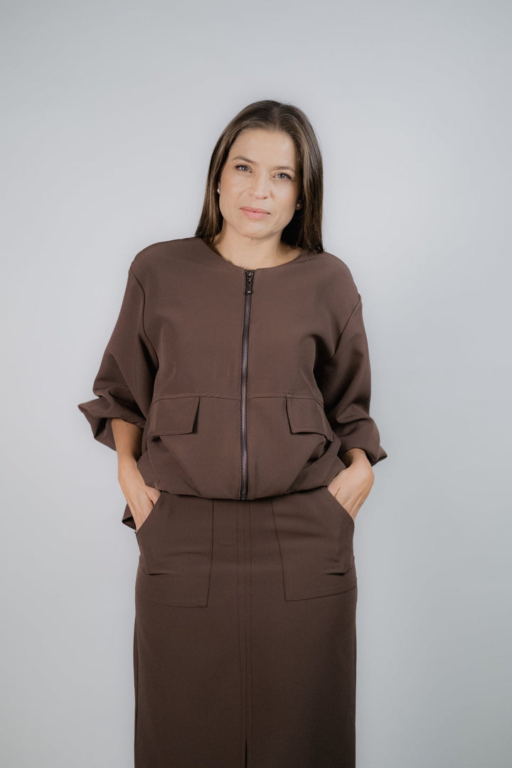 ULLA ULLA CHAQUETA BOMBY CAFÉ TALLA UNICA