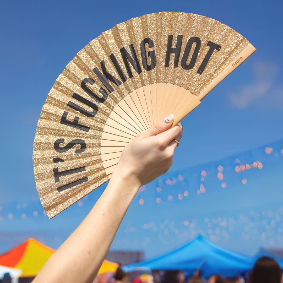 18 RAZONES  ABANICO IT´S FUCKING HOT - GLITTER DORADO