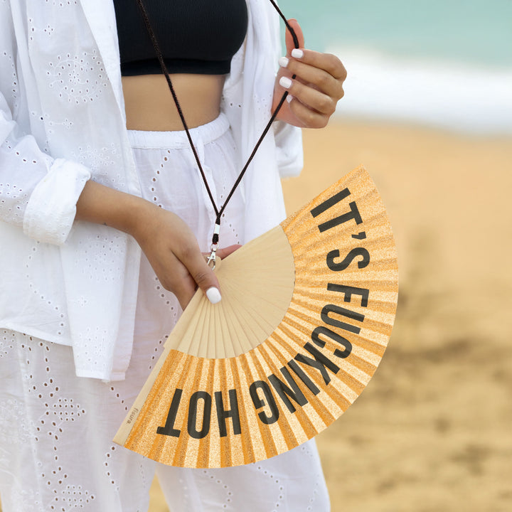 18 RAZONES  ABANICO IT´S FUCKING HOT - GLITTER DORADO