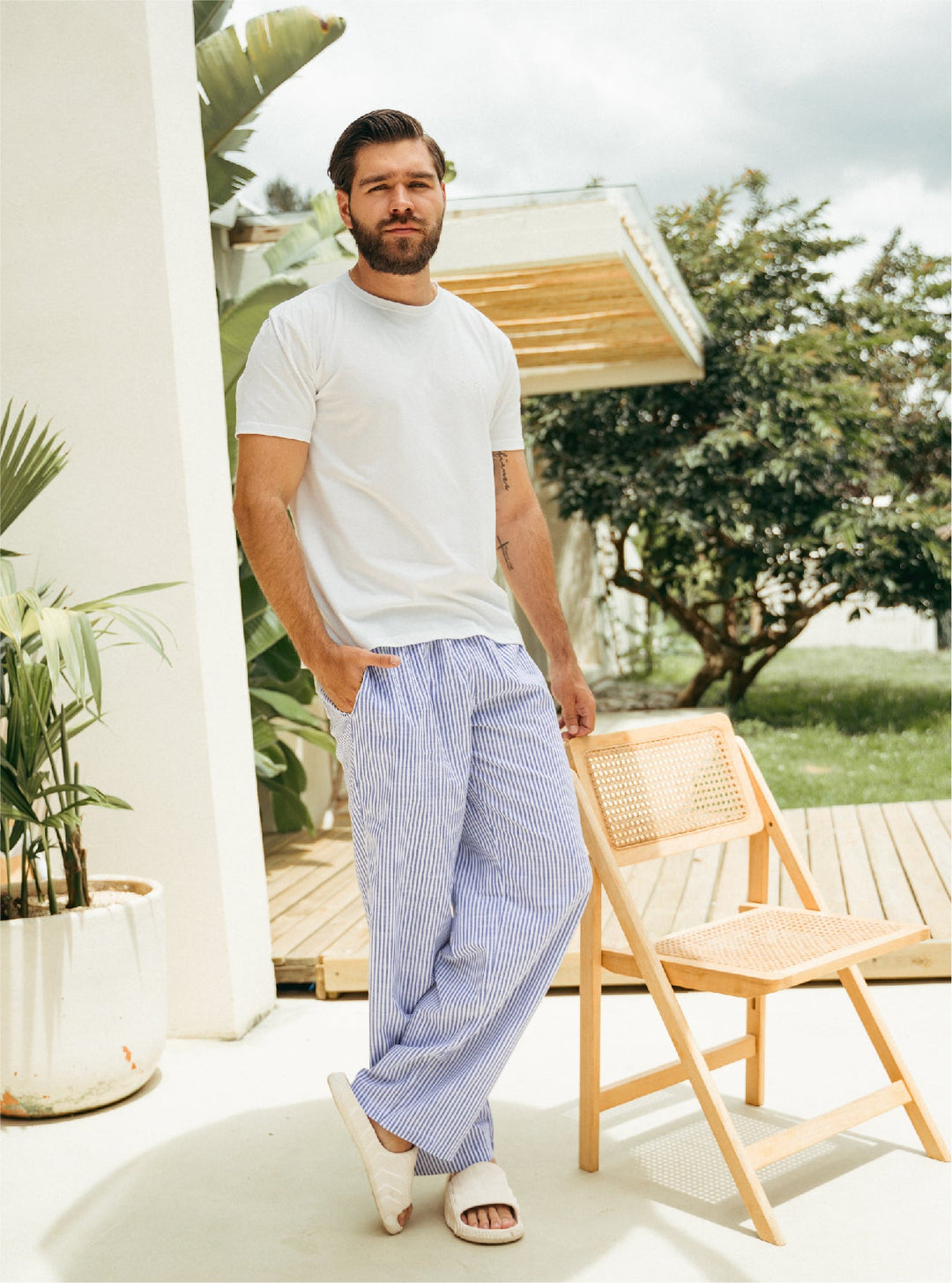 ONCE PANTALON HOMBRE RESORT RAYAS - NAVY