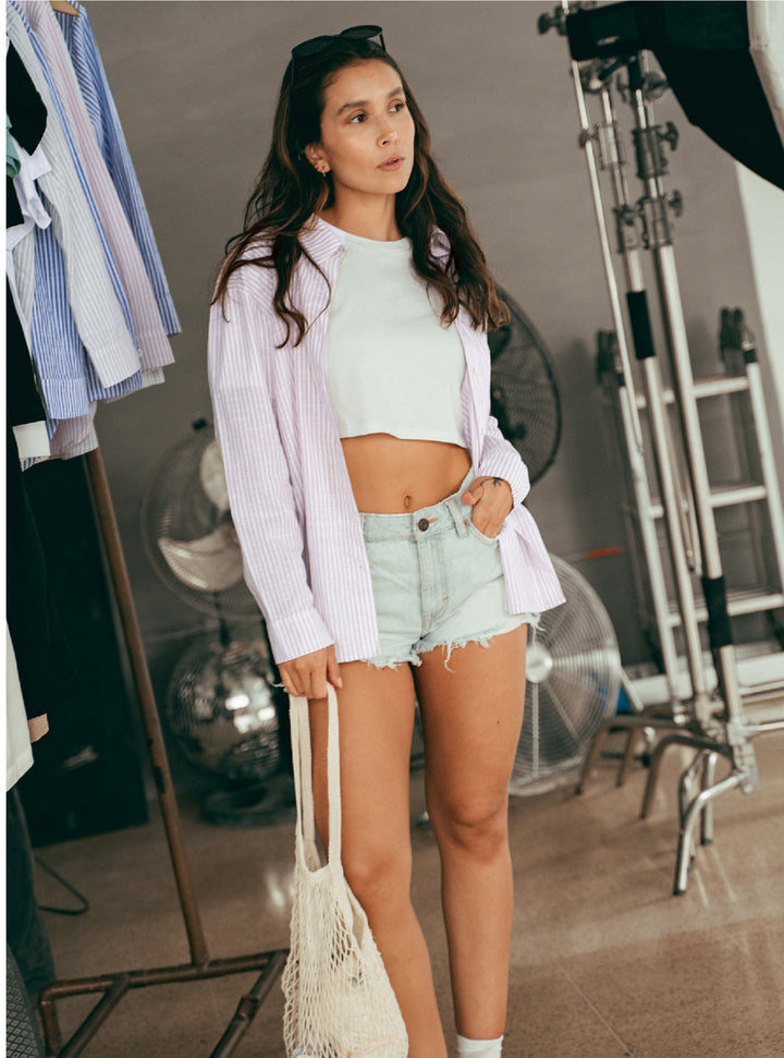 ONCE CAMISA RESORT RAYAS LARGA - ALMOND