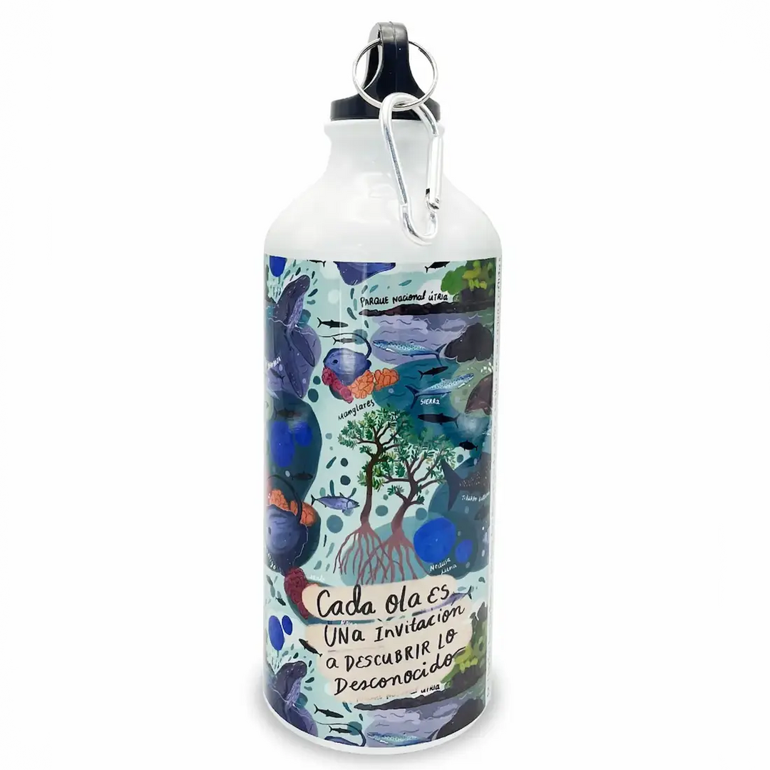 Imagen de una Botella metálica con llavero Pacifico Colombiano