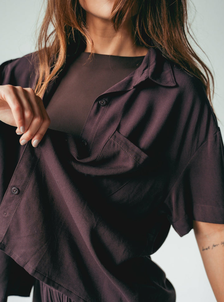 ONCE SHIRT BREEZY MANGA CORTA - ESPRESSO