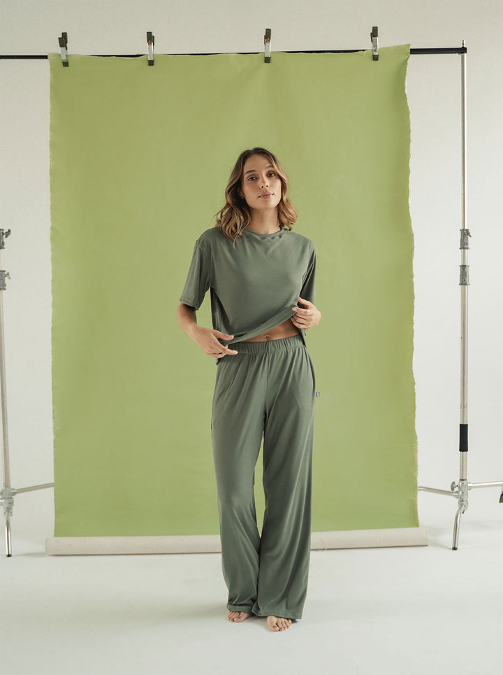 ONCE COZY RIB SET - GREEN OIL