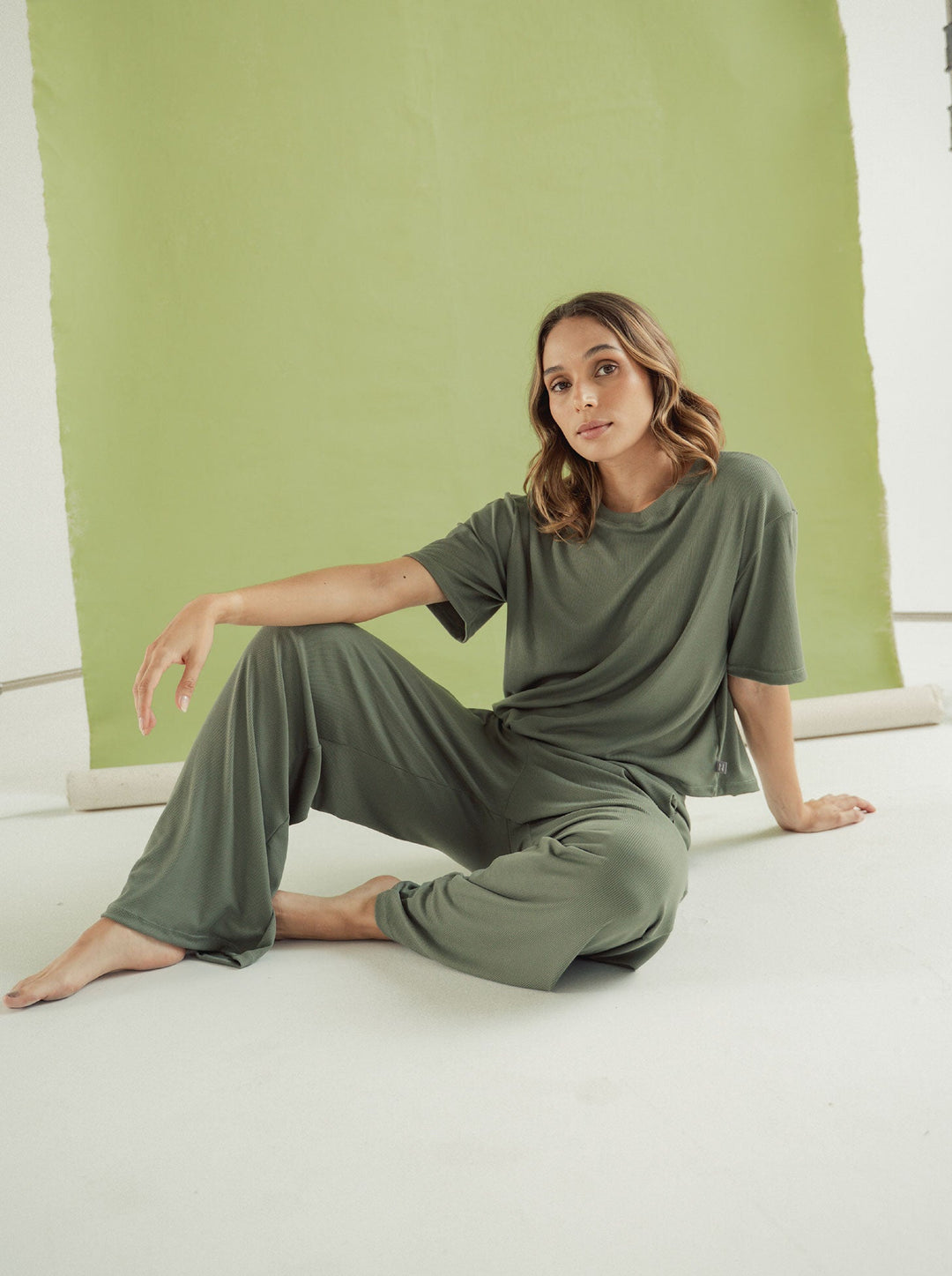 ONCE COZY RIB SET - GREEN OIL