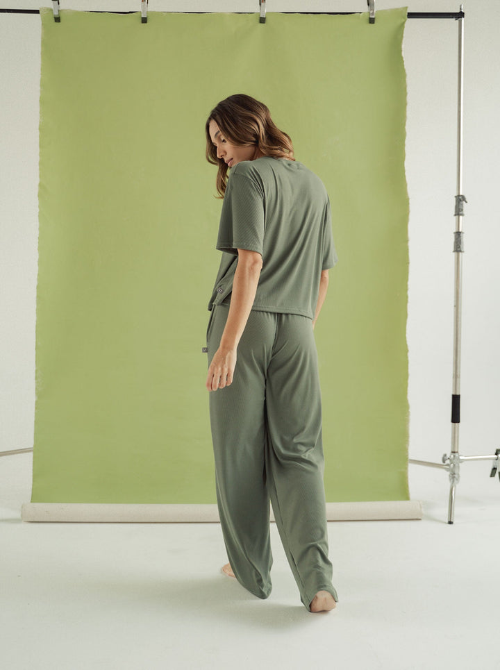 ONCE COZY RIB SET - GREEN OIL