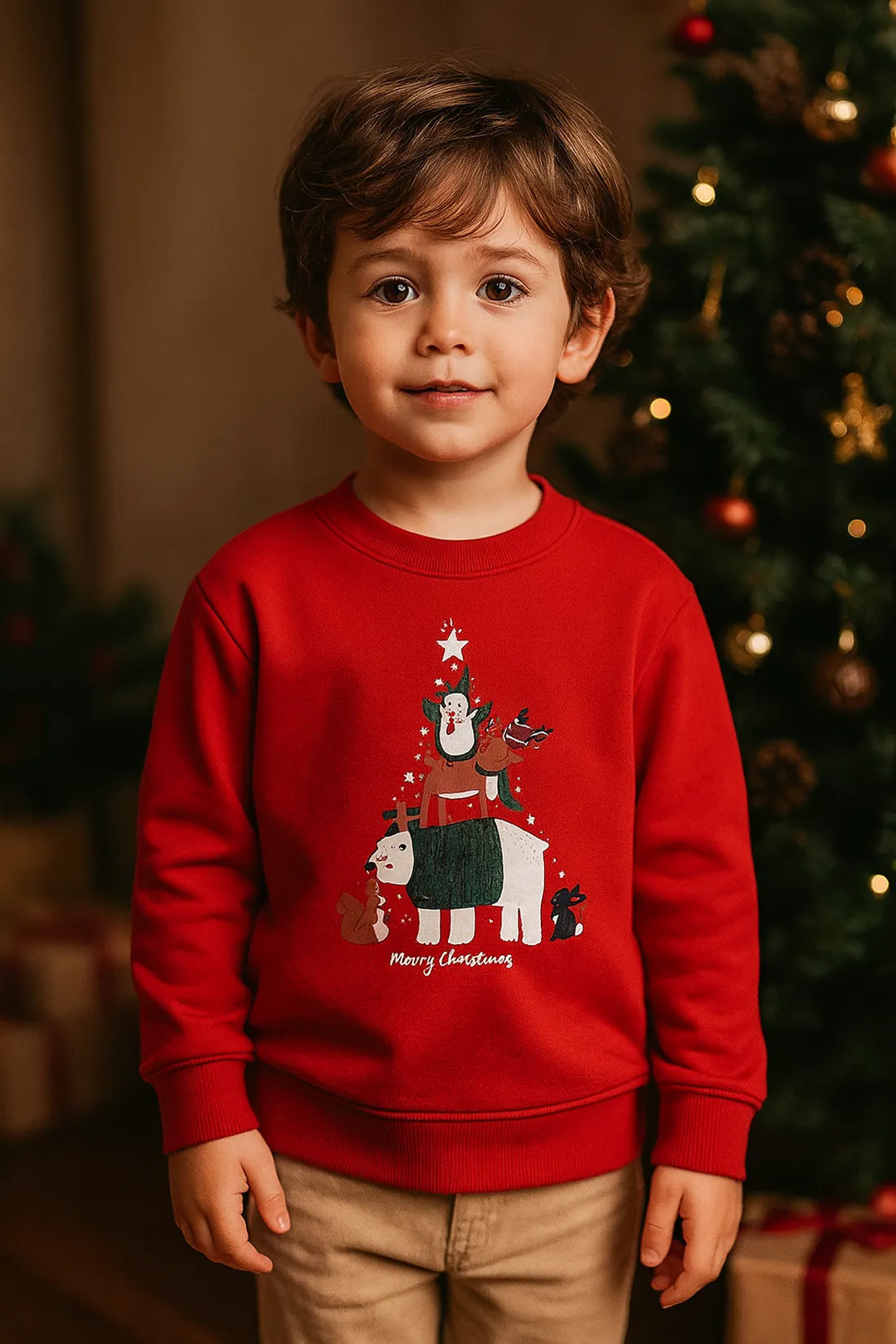 SIELA BUZO NAVIDAD NIÑO ALGODÓN ROJO