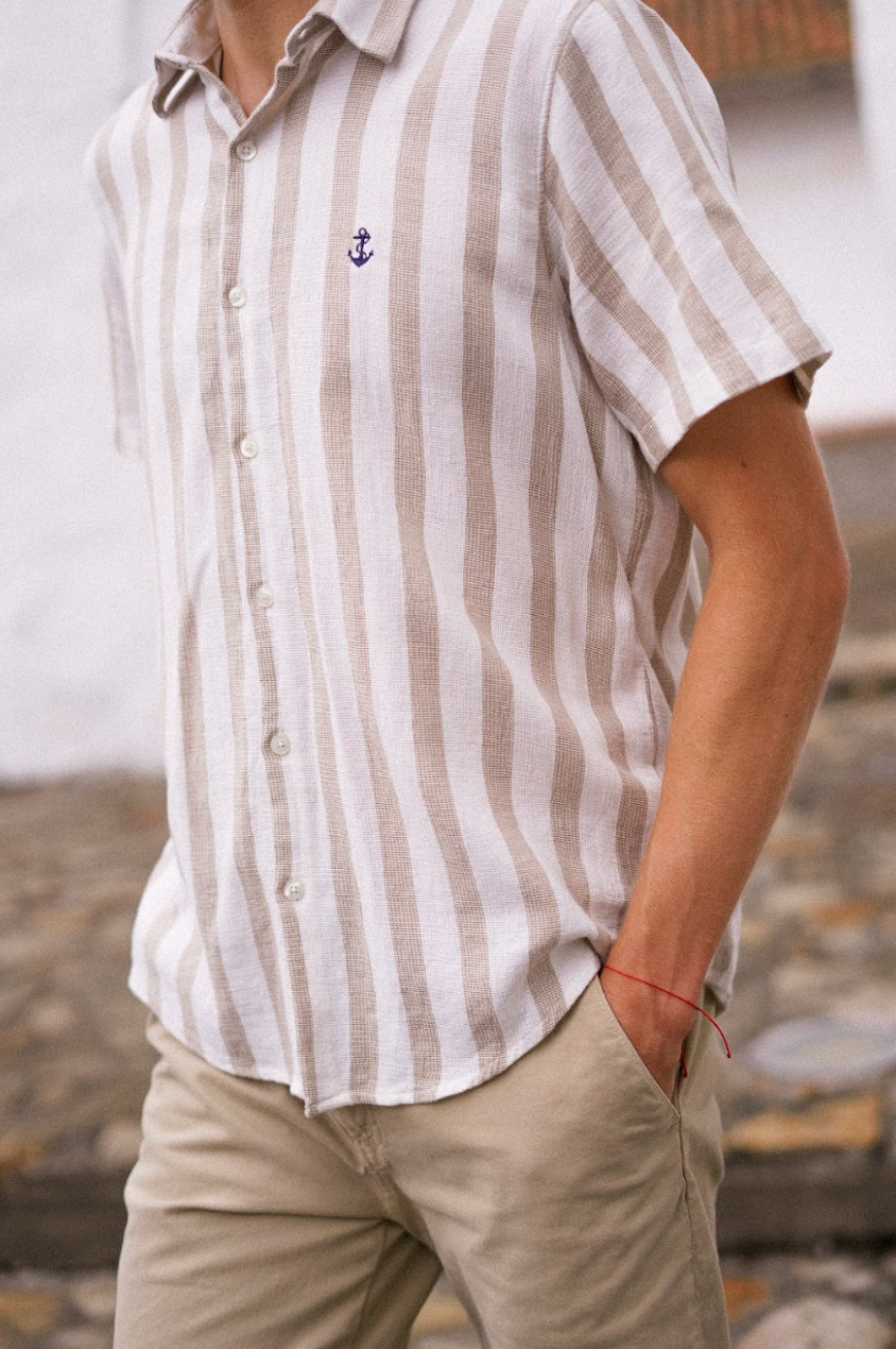 NEW ANCHOR CAMIBUSO BEIGE RAYAS BLANCAS