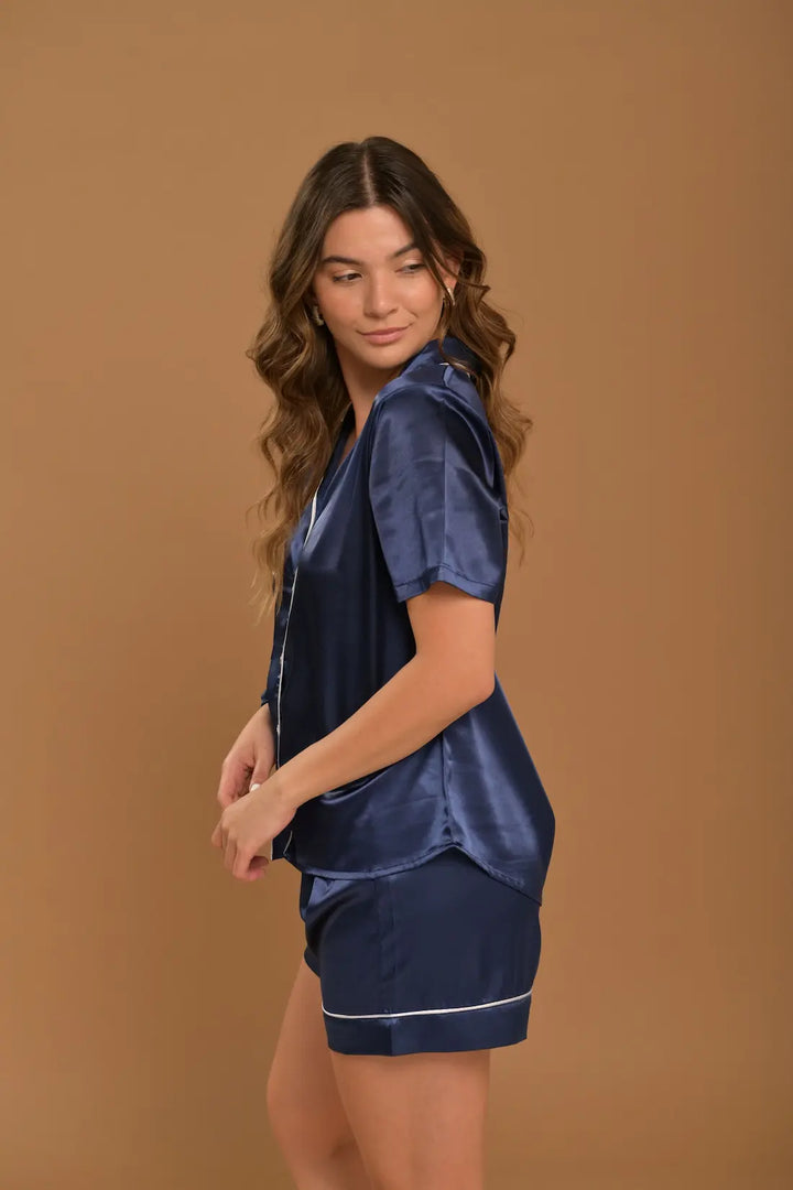 Short camisa de botones Satin NavyBlue