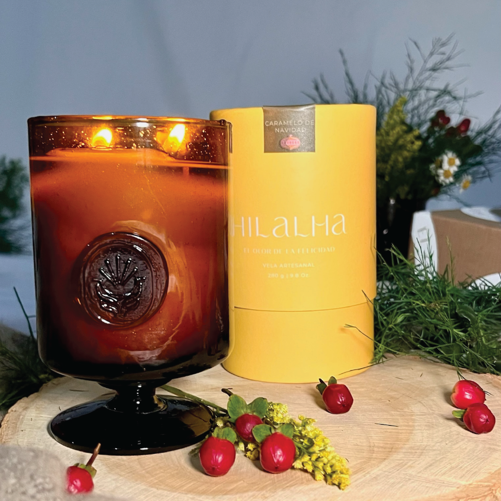 HILALMA VELA ARTESANAL 280 GRAMOS CARAMELO DE NAVIDAD