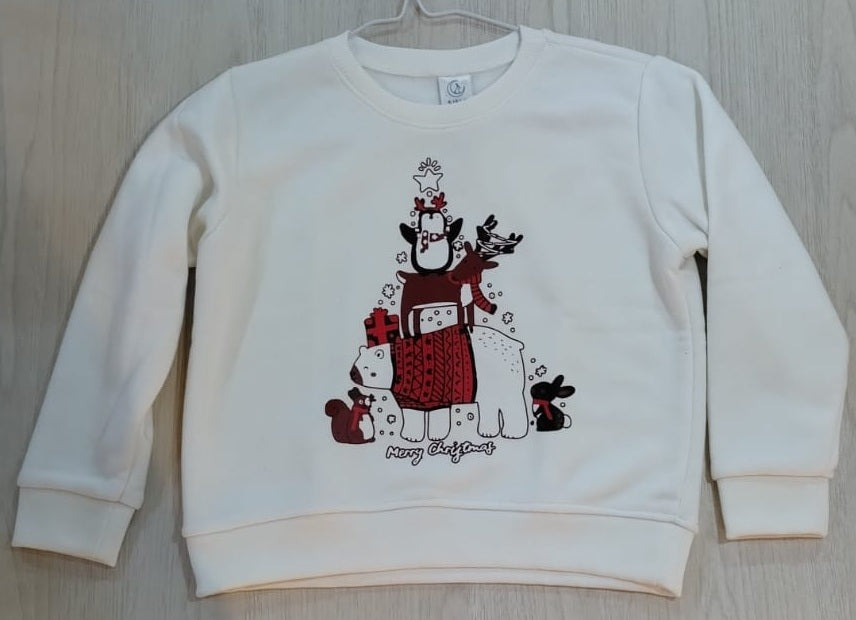 SIELA BUZO NAVIDAD NIÑO ALGODÓN BLANCO