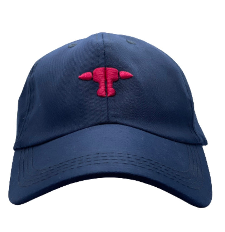 JUAN BECERRA GORRA AZUL LOGO FUCSIA