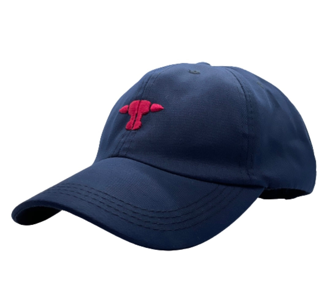 JUAN BECERRA GORRA AZUL LOGO FUCSIA