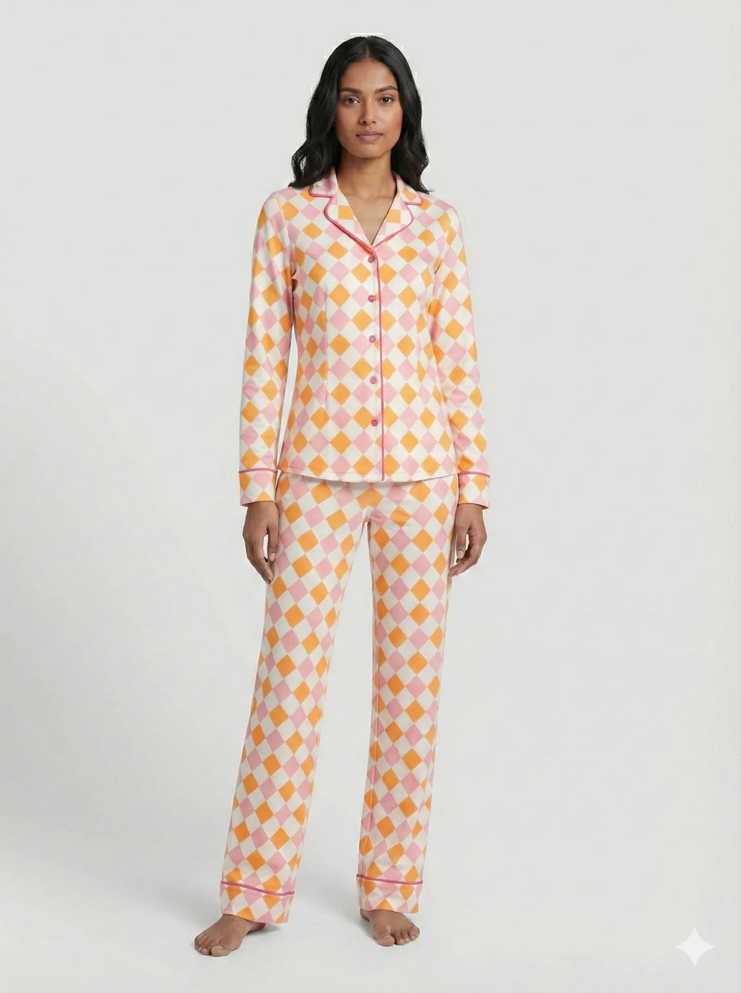 SIELA PANTALON CAMISA SEDA ROMBOS