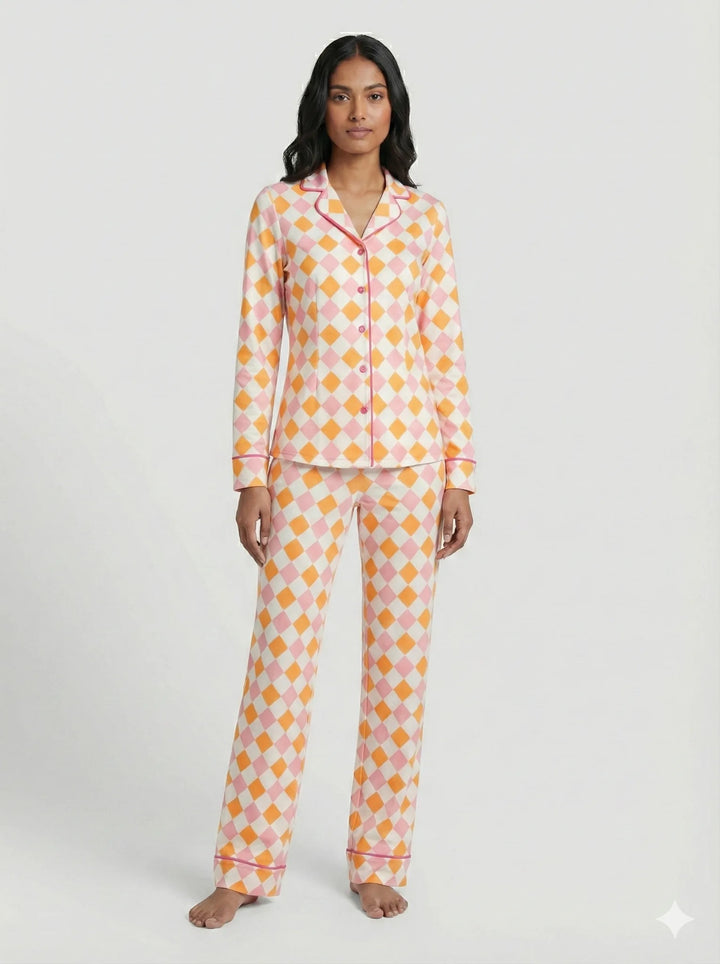 SIELA PANTALON CAMISA SEDA ROMBOS