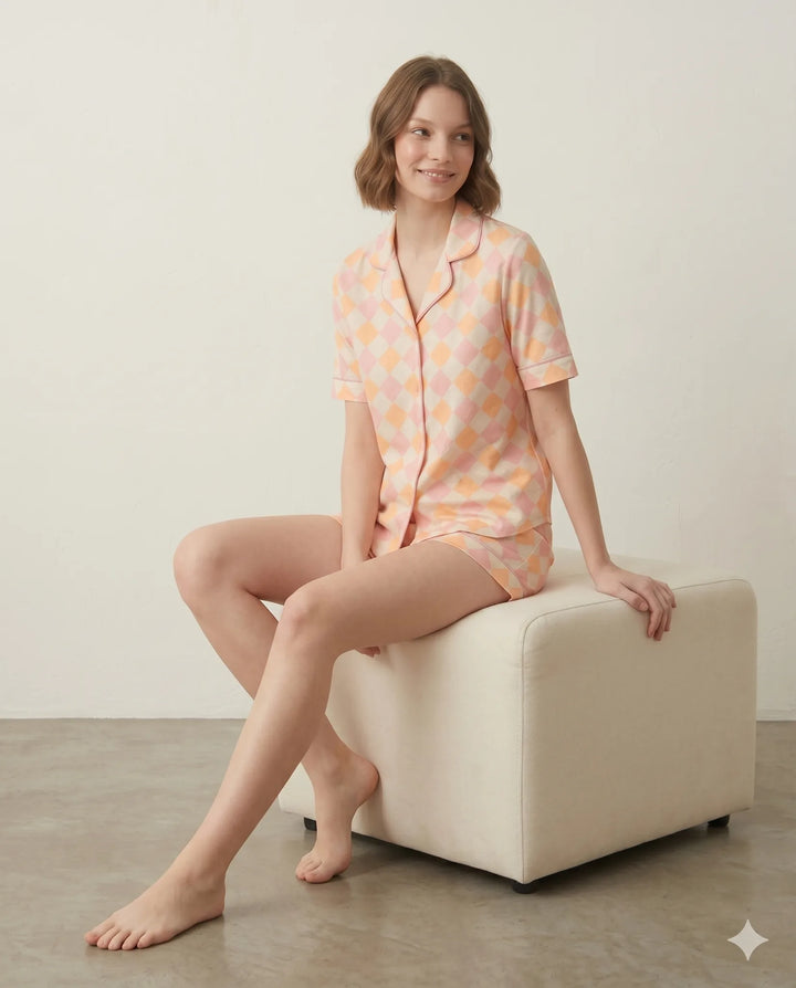 SIELA SHORT CAMISA SEDA ROMBOS