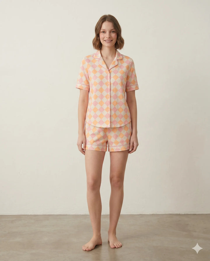 SIELA SHORT CAMISA SEDA ROMBOS