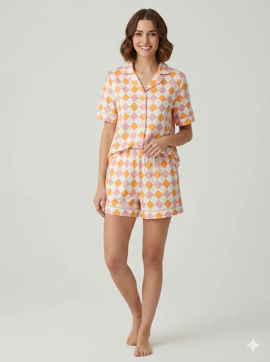 SIELA SHORT CAMISA SEDA ROMBOS