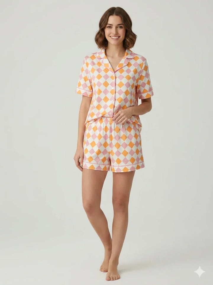 SIELA SHORT CAMISA SEDA ROMBOS